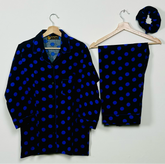 Blue Polka Linen Pajama Set