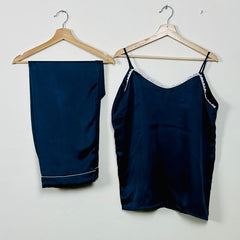 Blue Silk 3 Piece Gown Set