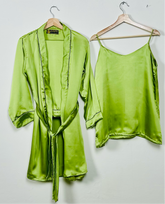 Lane Green Silk 3 Piece Gown Set