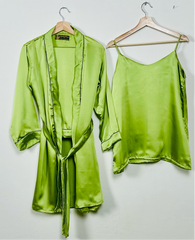 Lane Green Silk 3 Piece Gown Set