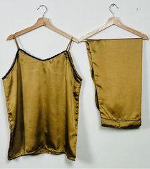 Gold Silk 3 Piece Gown Set