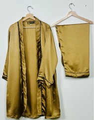 Gold Silk 3 Piece Gown Set
