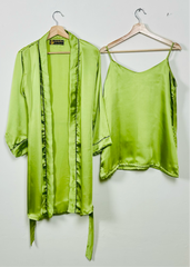 Lane Green Silk 3 Piece Gown Set