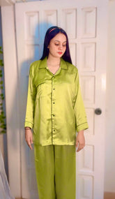 Lane Green Silk Pajama Set