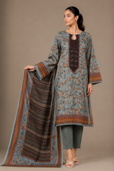 Floral Printed 3-Piece Lawn Suit | Digital Print Kurta, Trouser & Dupatta