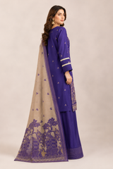 3-Piece Doria Embroidered Lawn Suit – Chikankari Daman, Farshi Shalwar - Plum