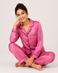 Magenta Shamoz Silk Pajama Set