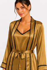 Gold Shamoz Silk 3 Piece Gown Set