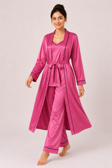 Magenta Shamoz Silk 3 Piece Gown Set