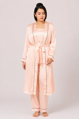 T-Pink Shamoz Silk 3 Piece Gown Set
