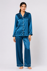 Blue Shamoz Silk Pajama Set