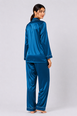 Blue Shamoz Silk Pajama Set