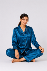 Blue Shamoz Silk Pajama Set