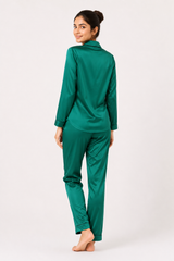 Green Shamoz Silk Pajama Set