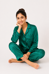 Green Shamoz Silk Pajama Set