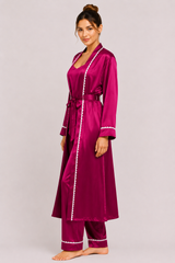 Purplish Pink Shamoz Silk 3 Piece Gown Set