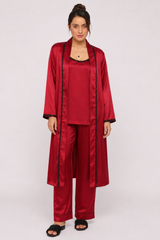 Maroon Shamoz Silk 3 Piece Gown Set
