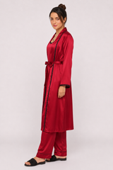 Maroon Shamoz Silk 3 Piece Gown Set