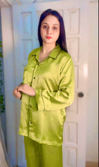 Lane Green Silk Pajama Set