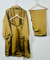 Gold Silk 3 Piece Gown Set