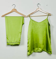 Lane Green Silk 3 Piece Gown Set