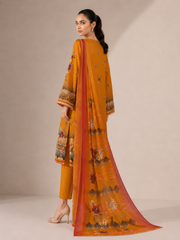 3-Piece Doria Lawn Suit with Full Embroidered Shirt with Printed Daman and Printed Dupatta - Mango Yellow