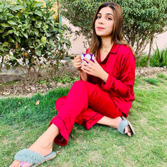 Maroon Silk Pajama Set