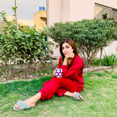 Maroon Silk Pajama Set