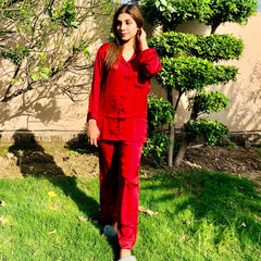 Maroon Silk Pajama Set