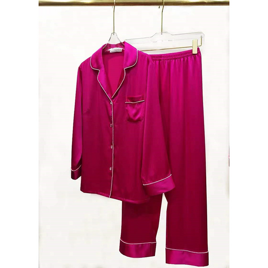 Purplish Pink Silk Pajama Set