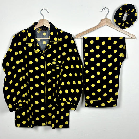 Polka Bees Linen Pajama Set