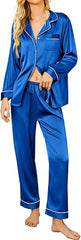 Royal Blue Silk Pajama Set