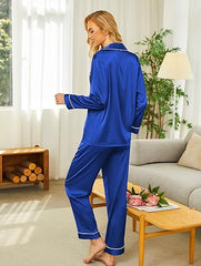 Royal Blue Silk Pajama Set