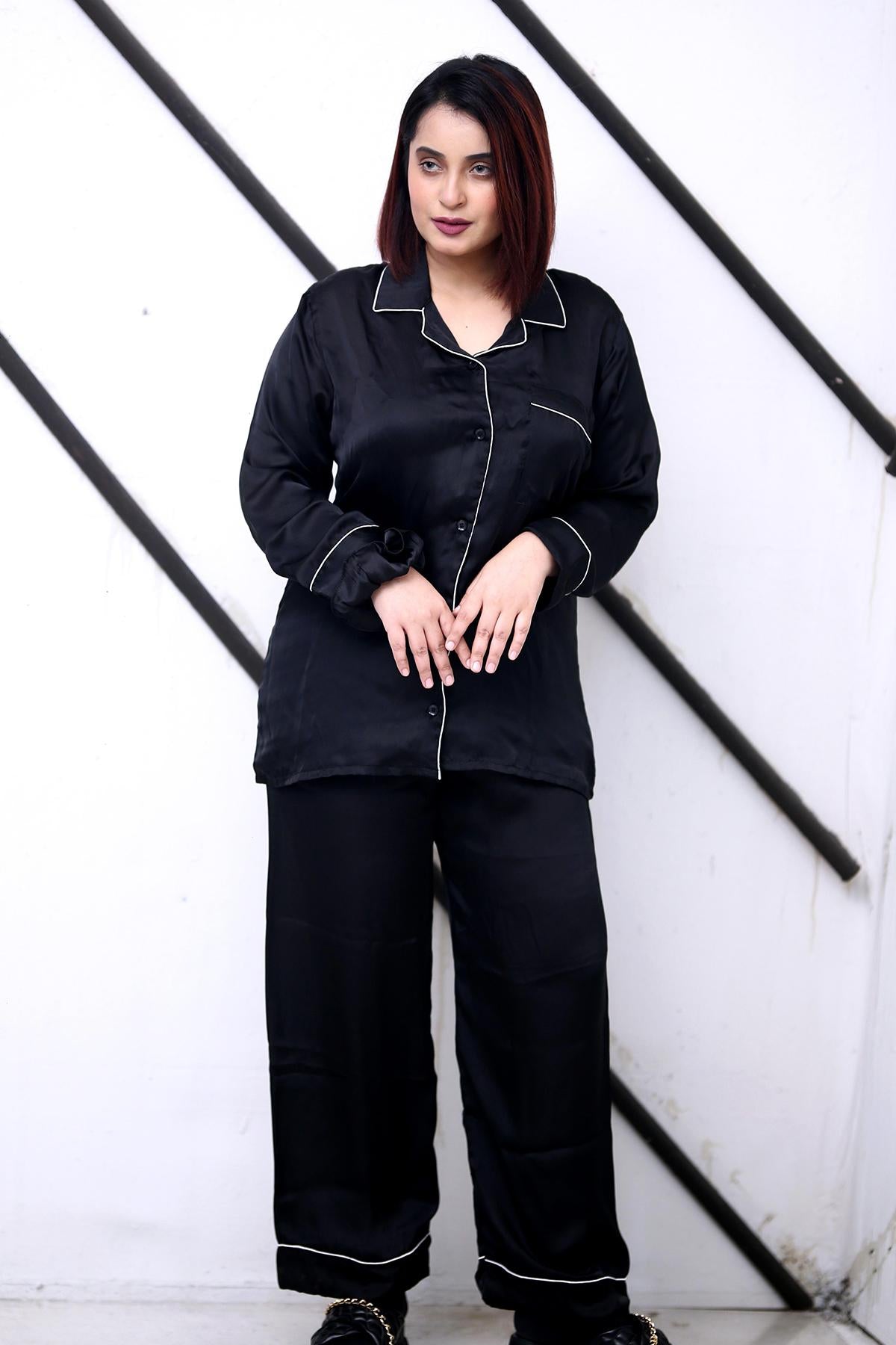 Black Silk Pajama Set