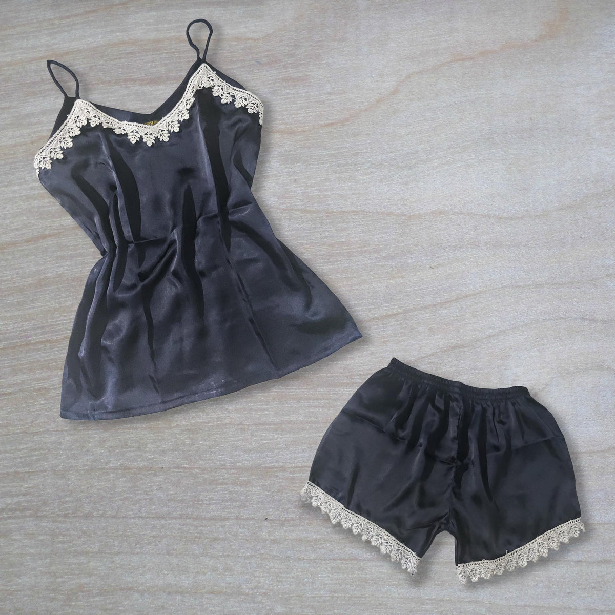 Black Silk Camisole Set