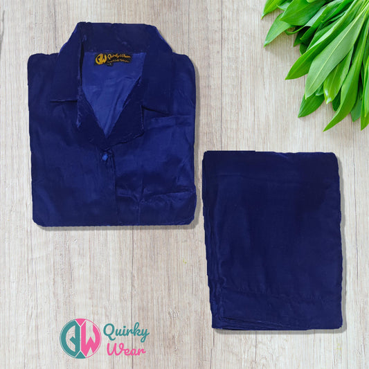 Navy Blue Velvet Pajama Set