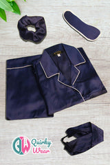 Navy Blue Silk Pajama Set