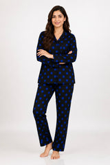 Blue Polka Linen Pajama Set
