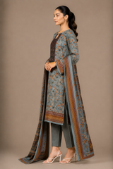 Floral Printed 3-Piece Lawn Suit | Digital Print Kurta, Trouser & Dupatta