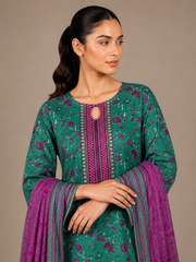 Floral Printed 3-Piece Lawn Suit | Digital Print Kurta, Trouser & Dupatta