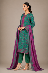 Floral Printed 3-Piece Lawn Suit | Digital Print Kurta, Trouser & Dupatta