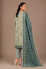 Floral Printed 3-Piece Lawn Suit | Digital Print Kurta, Trouser & Dupatta