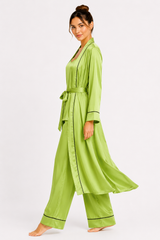 Lane Green Shamoz Silk 3 Piece Gown Set
