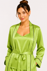 Lane Green Shamoz Silk 3 Piece Gown Set
