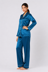 Blue Shamoz Silk Pajama Set