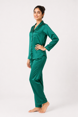 Green Shamoz Silk Pajama Set