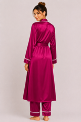 Purplish Pink Shamoz Silk 3 Piece Gown Set