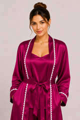 Purplish Pink Shamoz Silk 3 Piece Gown Set