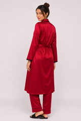Maroon Shamoz Silk 3 Piece Gown Set