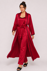Maroon Shamoz Silk 3 Piece Gown Set